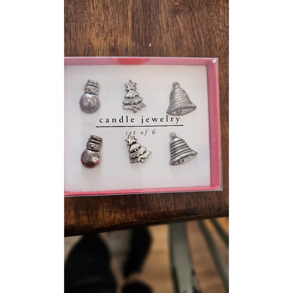 Other - Pier 1 Set of 6 Vintage Holiday Christmas Candle‎ Jewelry Bells Snowmen Trees